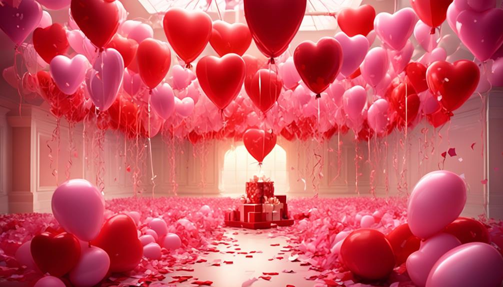 vibrant balloon arrangements in red and pink hues