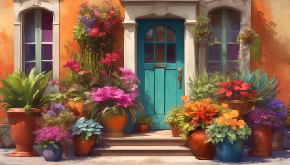 vibrant flower pots and containers