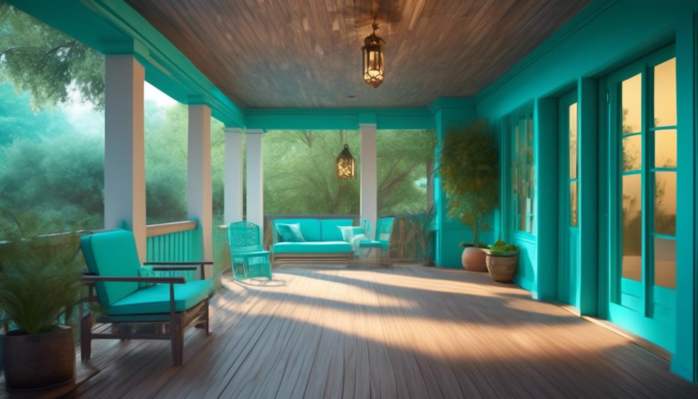 vibrant turquoise porch lights