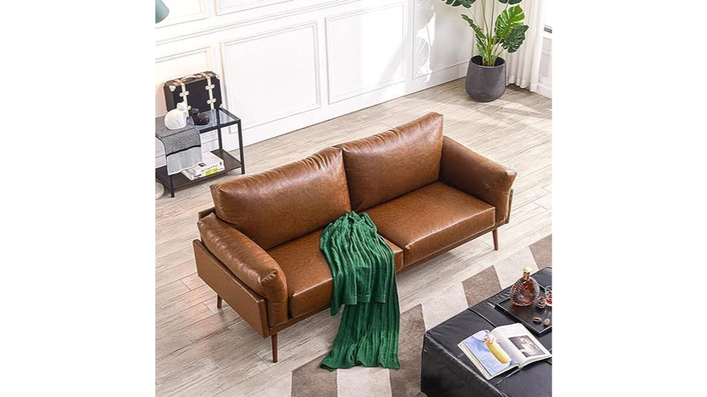 vonanda caramel faux leather couch