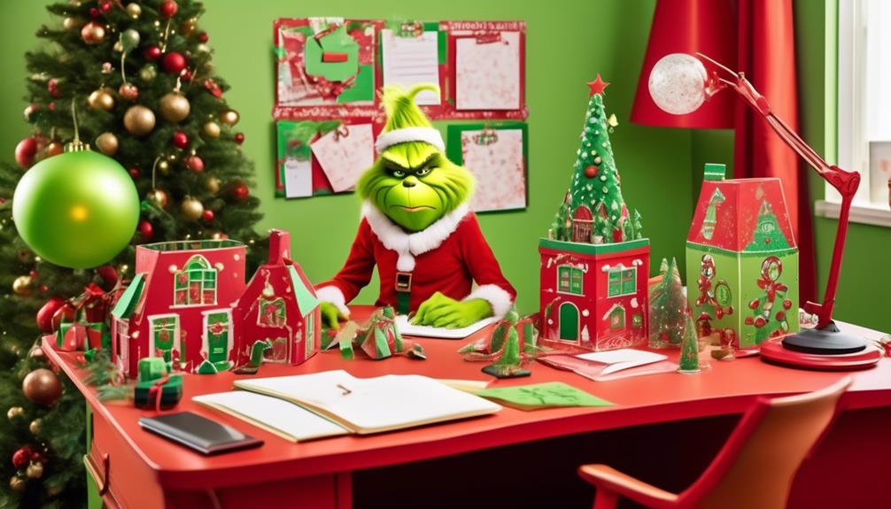 whimsical grinch themed office supplies