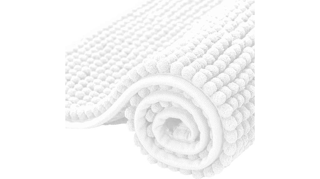 white chenille bath rug