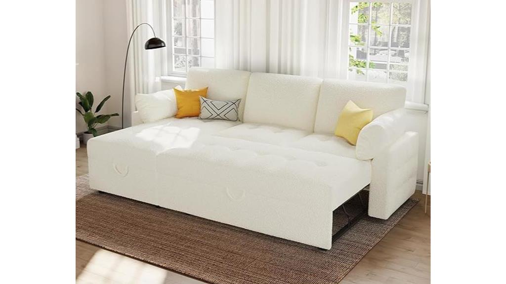 white convertible sleeper sofa
