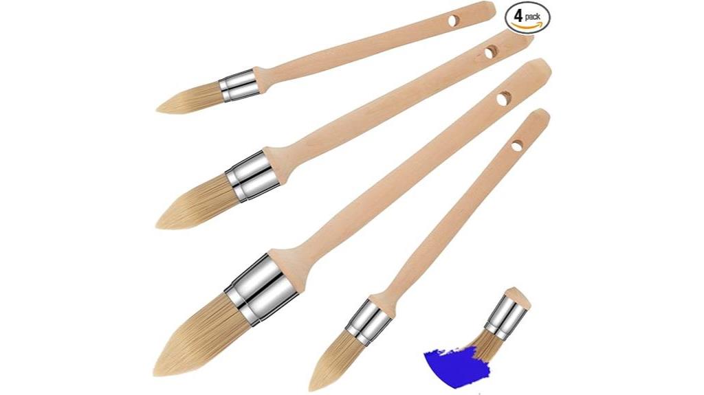 wooden handled trim paint brushes
