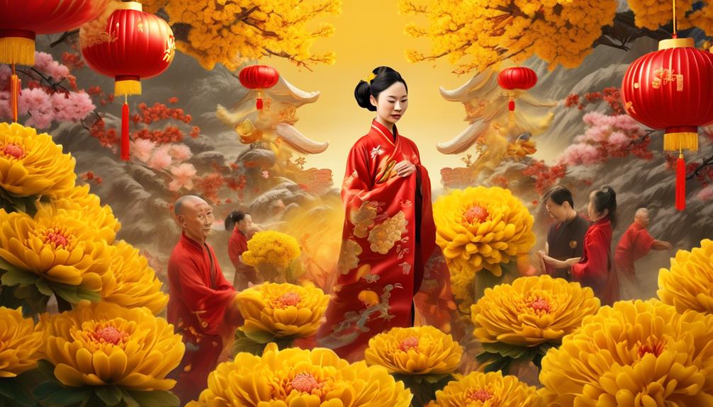 yellow flowers in chinese festivities