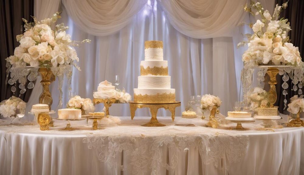 chic wedding dessert display