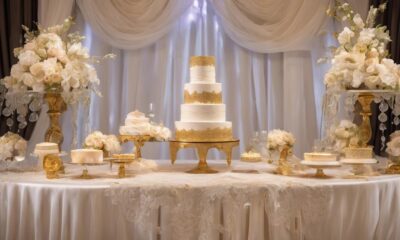 chic wedding dessert display