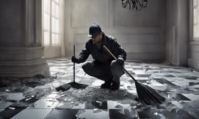 cleaning up broken glass
