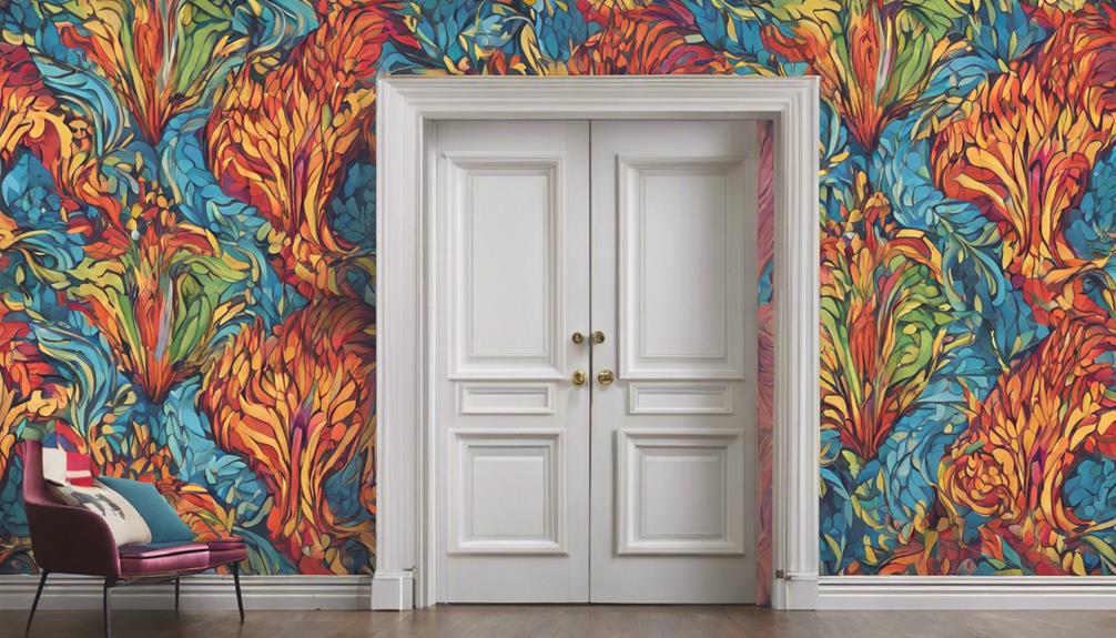 decorative wallpaper on doors