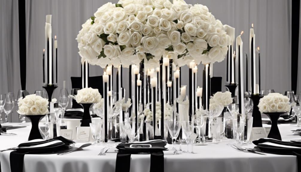 elegant monochrome table decorations