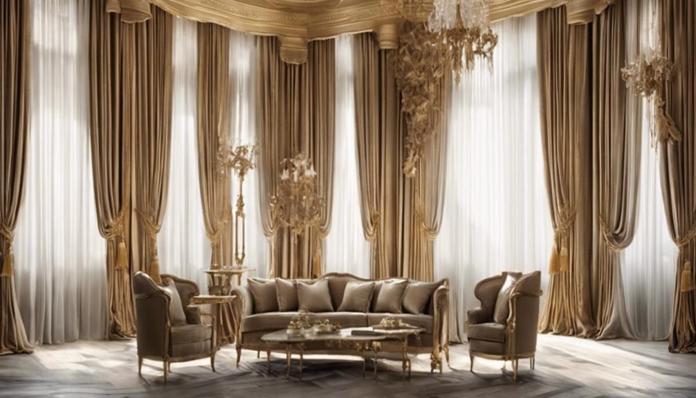 elegant neoclassical drapes hung