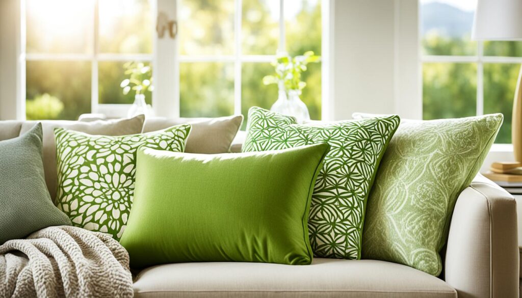 green throw pillow