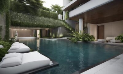 luxurious spa with cascading design