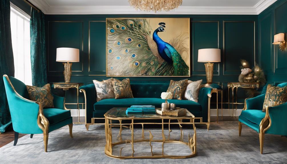 peacock themed living room decor