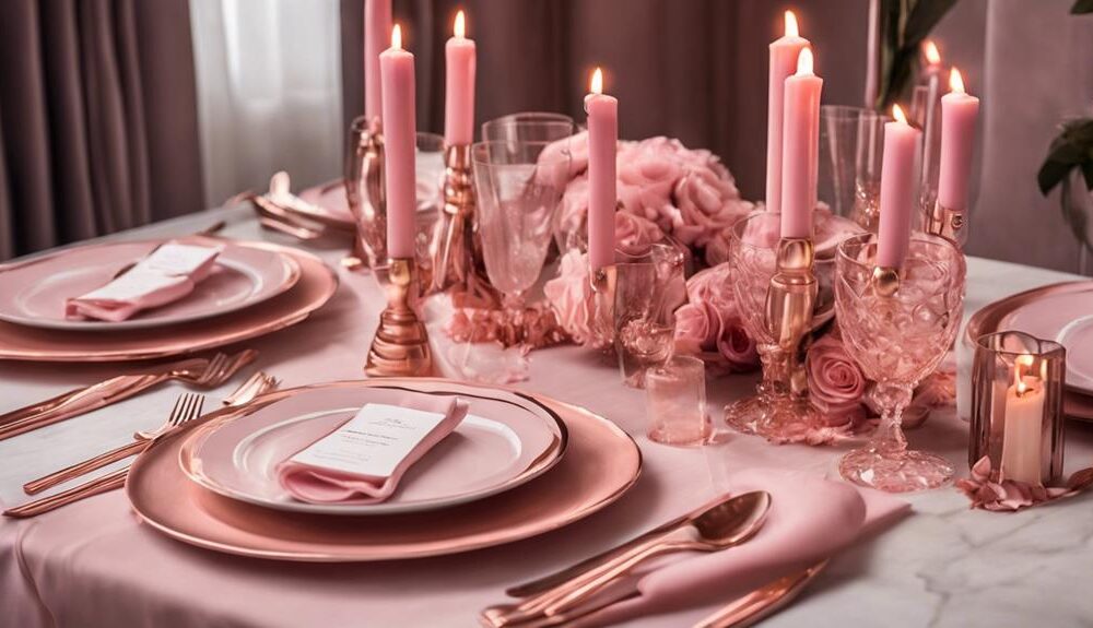 pink dining table decor