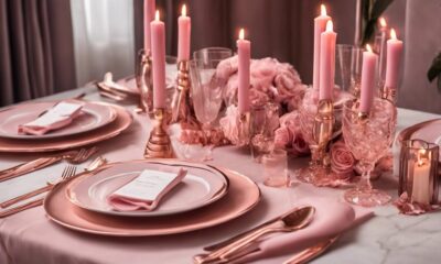 pink dining table decor
