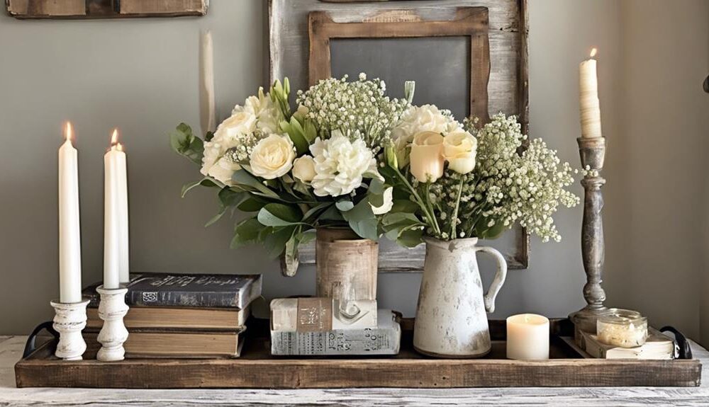 rustic farmhouse console styling