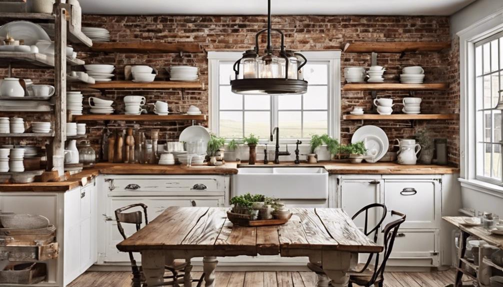 rustic kitchen and dining