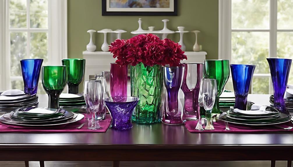 vibrant glassware display art