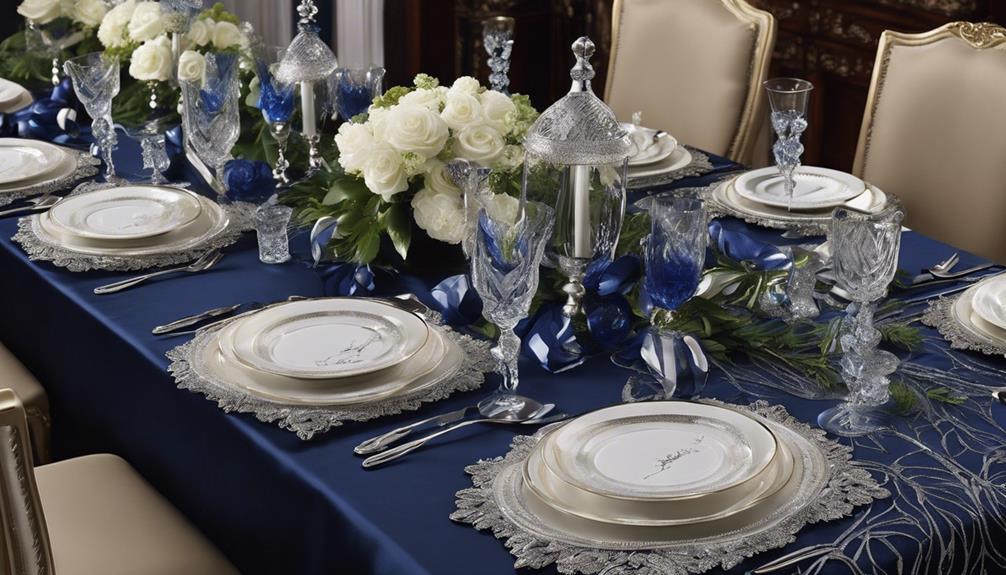 chic table runners in navy blue