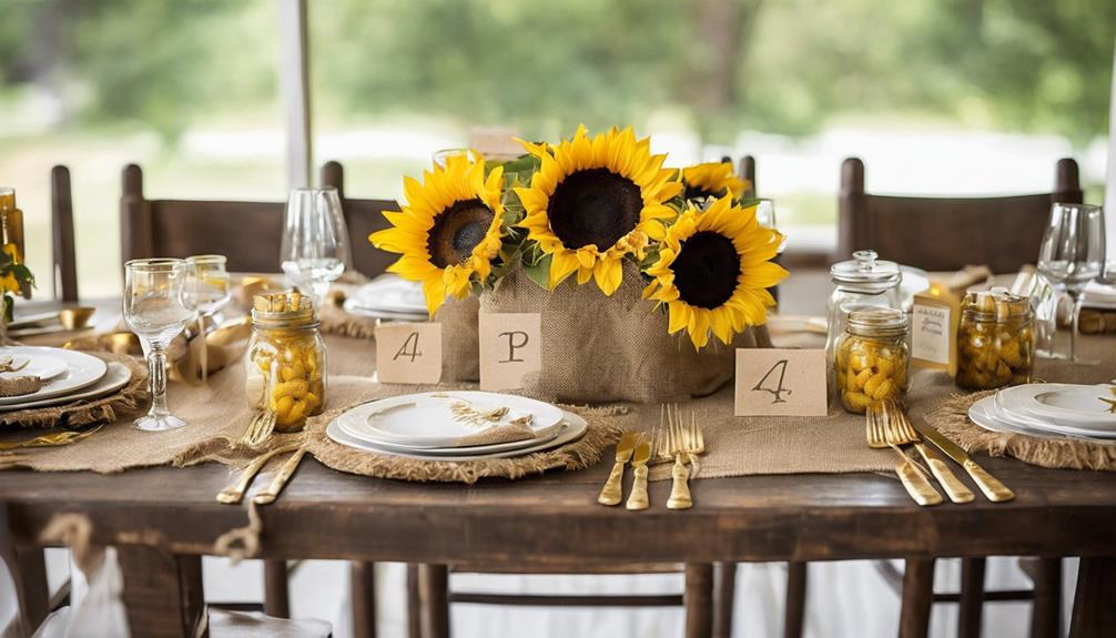 creating sunflower themed tabletop decor