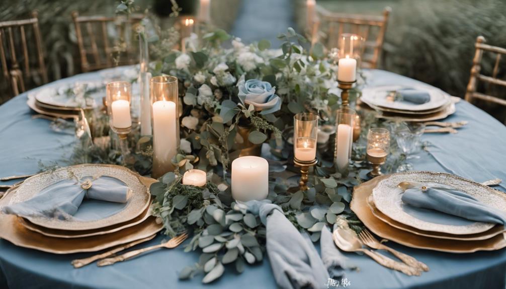 elegant table settings showcase dusty blue color scheme