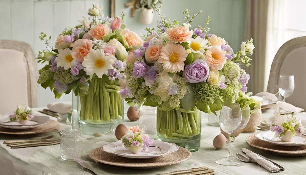floral arrangement in jars
