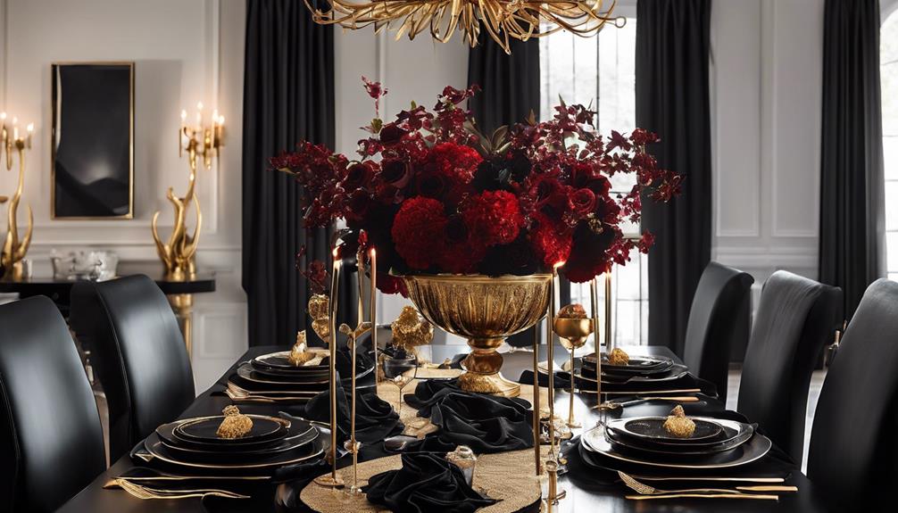 stylish black floral arrangements