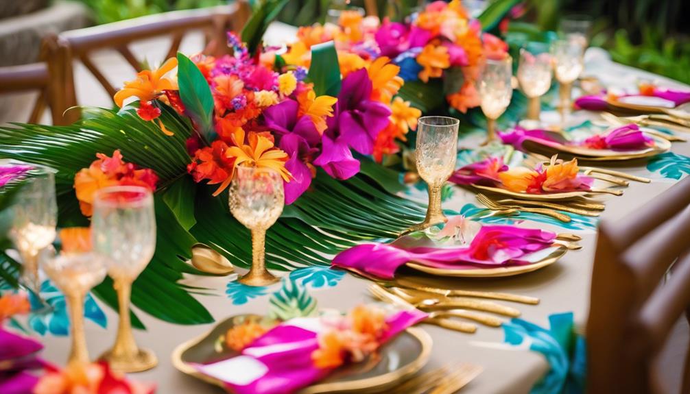 tropical table setting decor