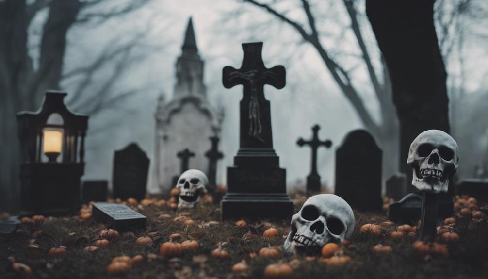 eerie cemetery at night