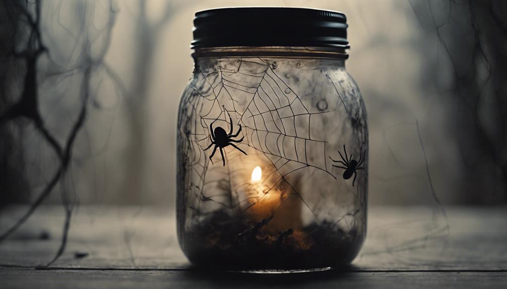eerie spider filled mason jars