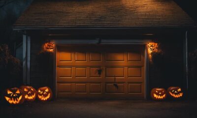 festive halloween garage decor