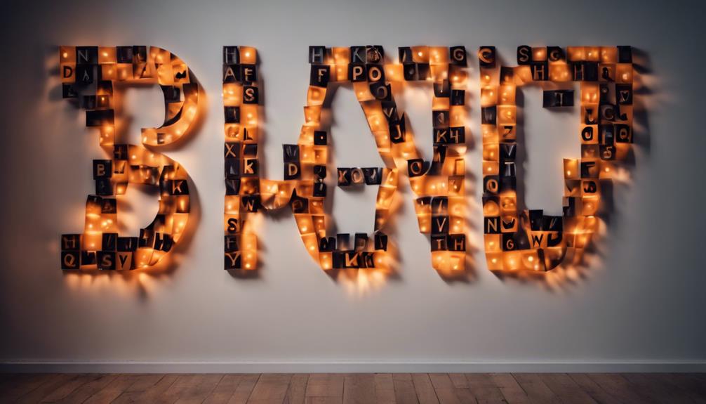 glowing alphabet wall display