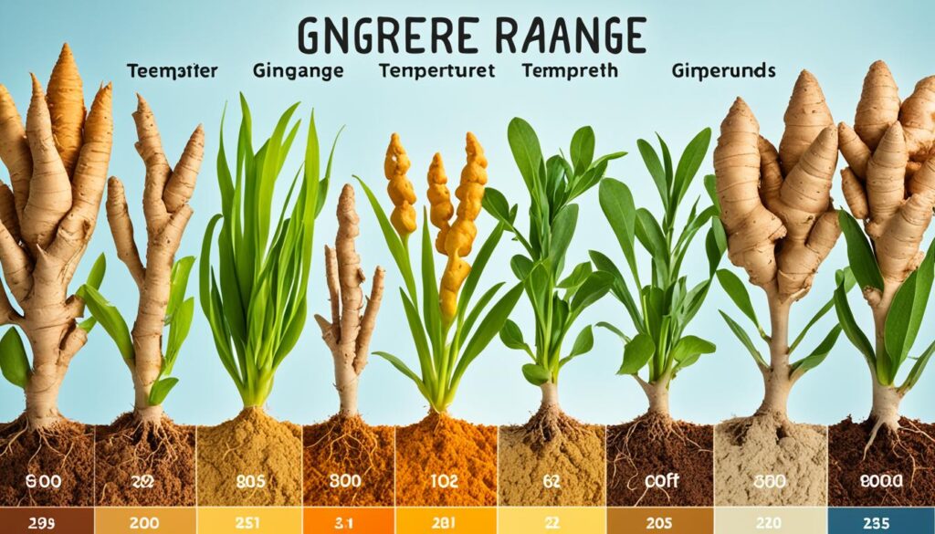 ideal temperature range for ginger root growth