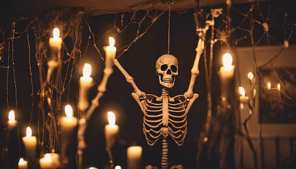 skeletons adorn halloween party