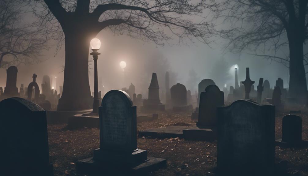 spooky graveyard film scene