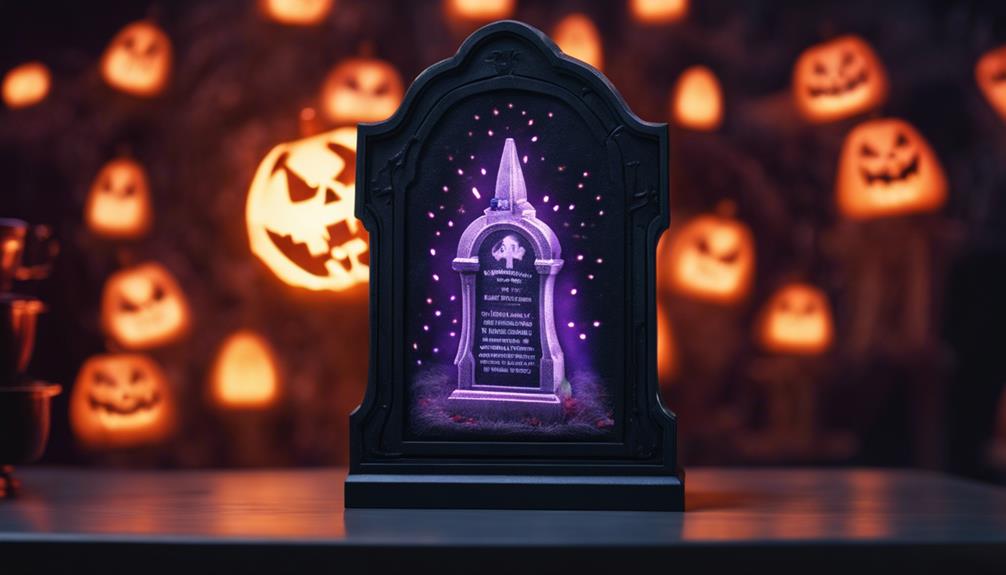 spooky tombstone with lights