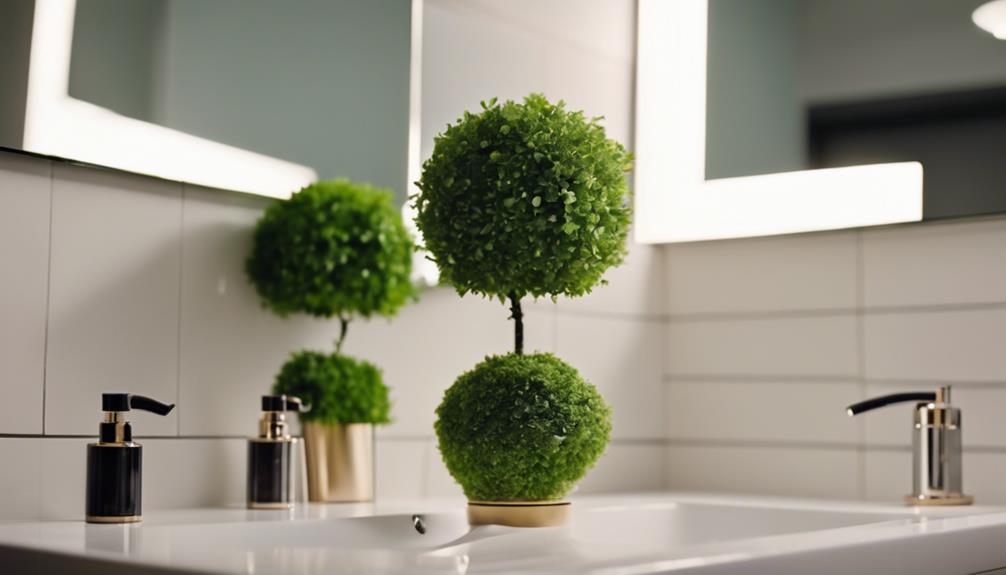bathroom decor with topiary