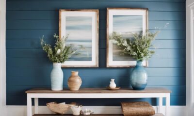 blue shiplap accent wall