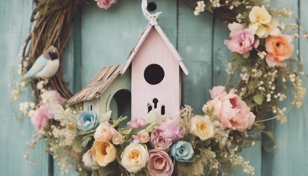 decorate birdhouse with flowers