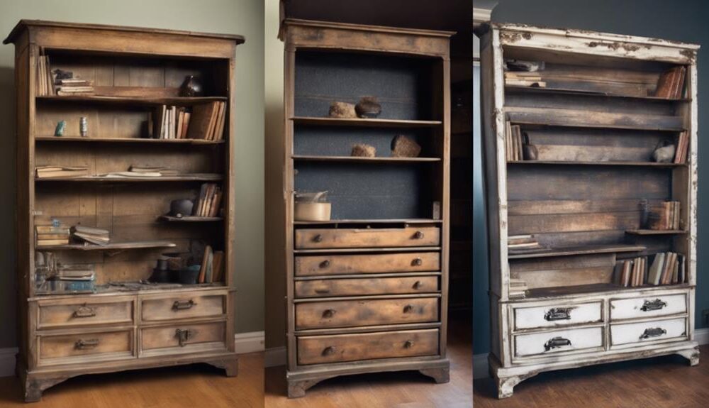 dresser transformed into bookshelf