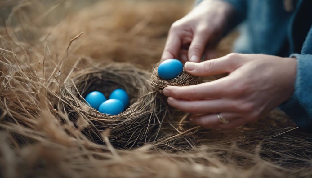 egg filled bluebird nest displayed