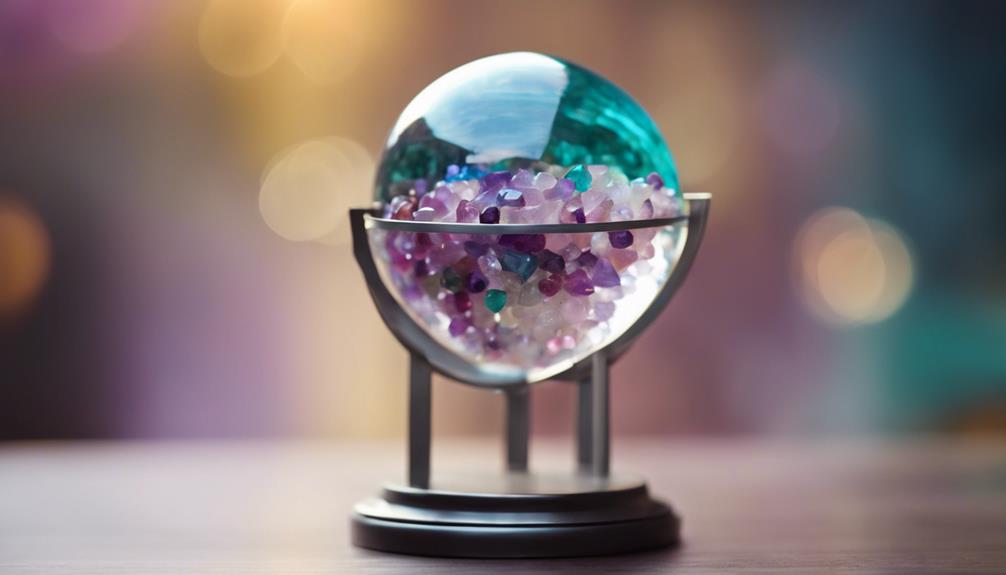 gemstone filled glass globe display