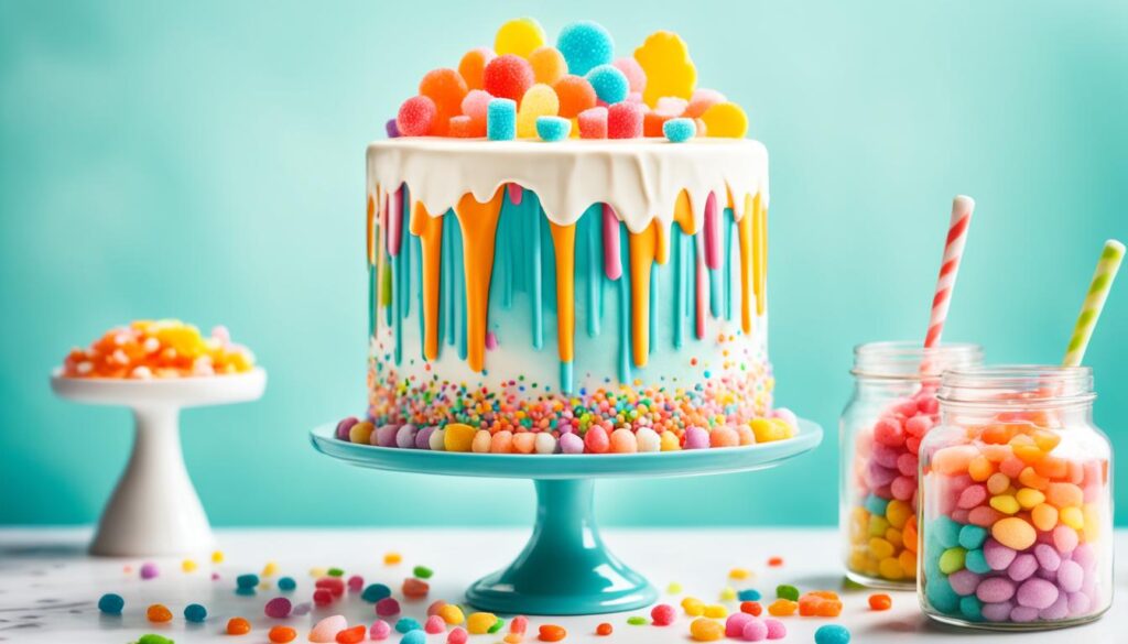 grocery store cake with rock candy decoration