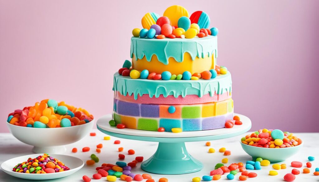 no-bake candy birthday cake