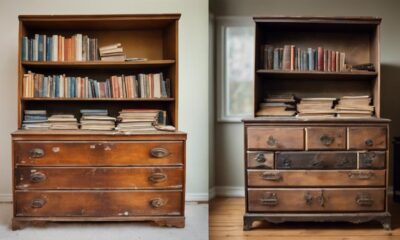 repurpose dresser into bookshelf
