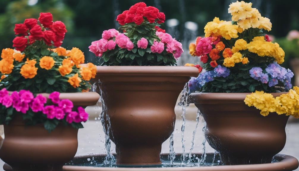 tiered fountain with flowers