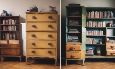 transform dresser into bookshelf