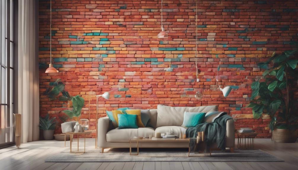 vibrant brick wall design
