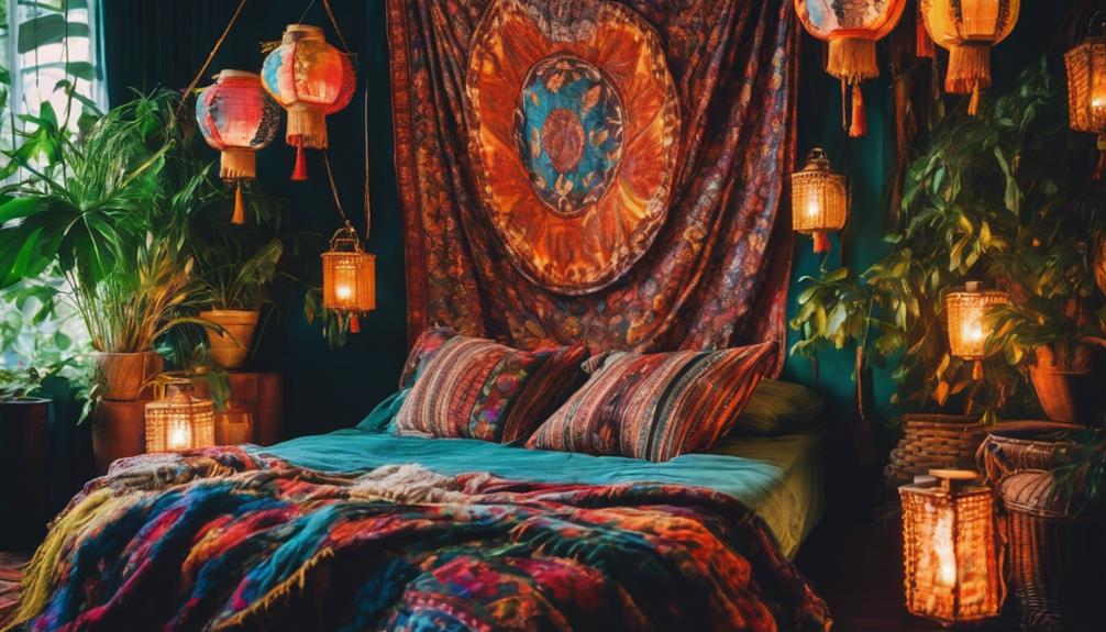 colorful bohemian bedroom decor